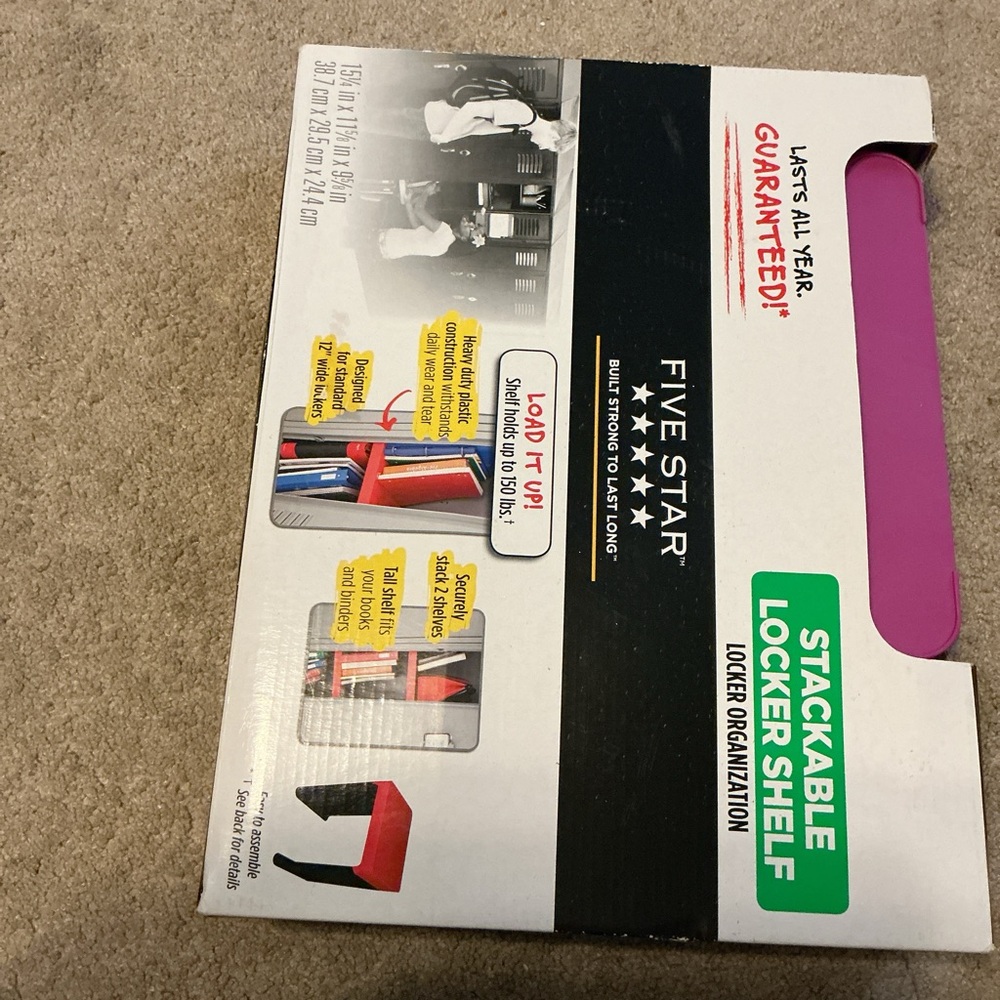 Five Star Pink Stackable Locker Shelf